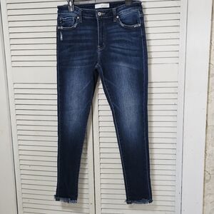 Women's Blue Size 11 KanCan Dark Blue Jeans Skinny Distressed 29in Inseam